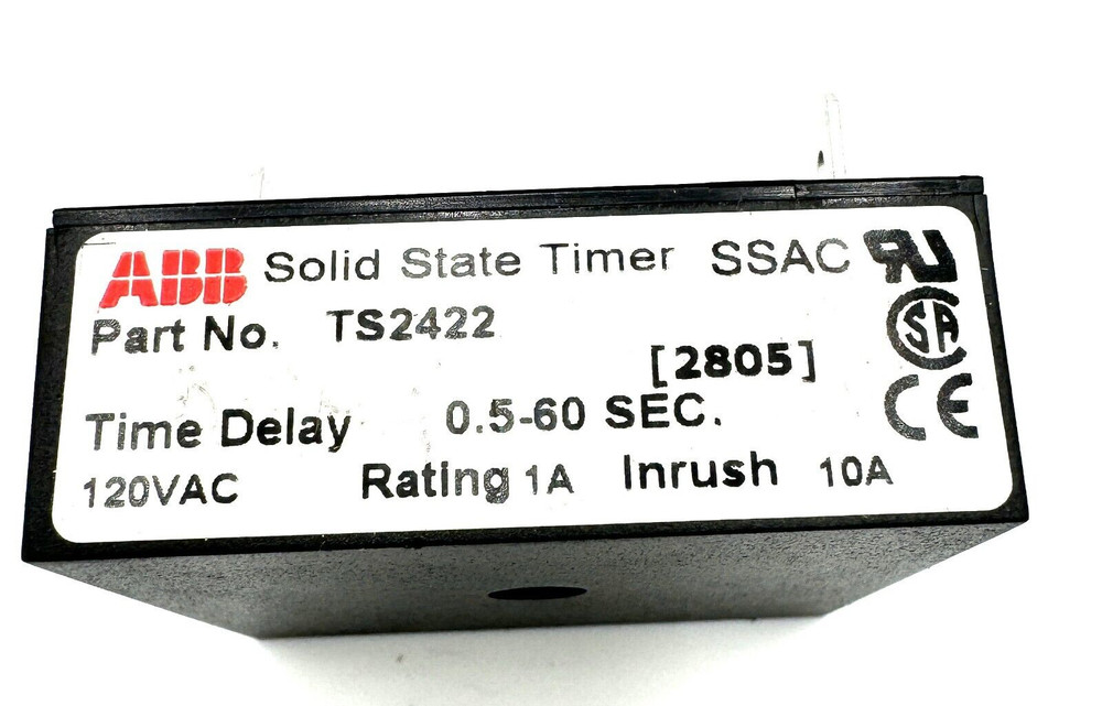 ABB TS2422 Solid State Timer 0.5-60 Sec. 120VAC 1A Inrush 10A
