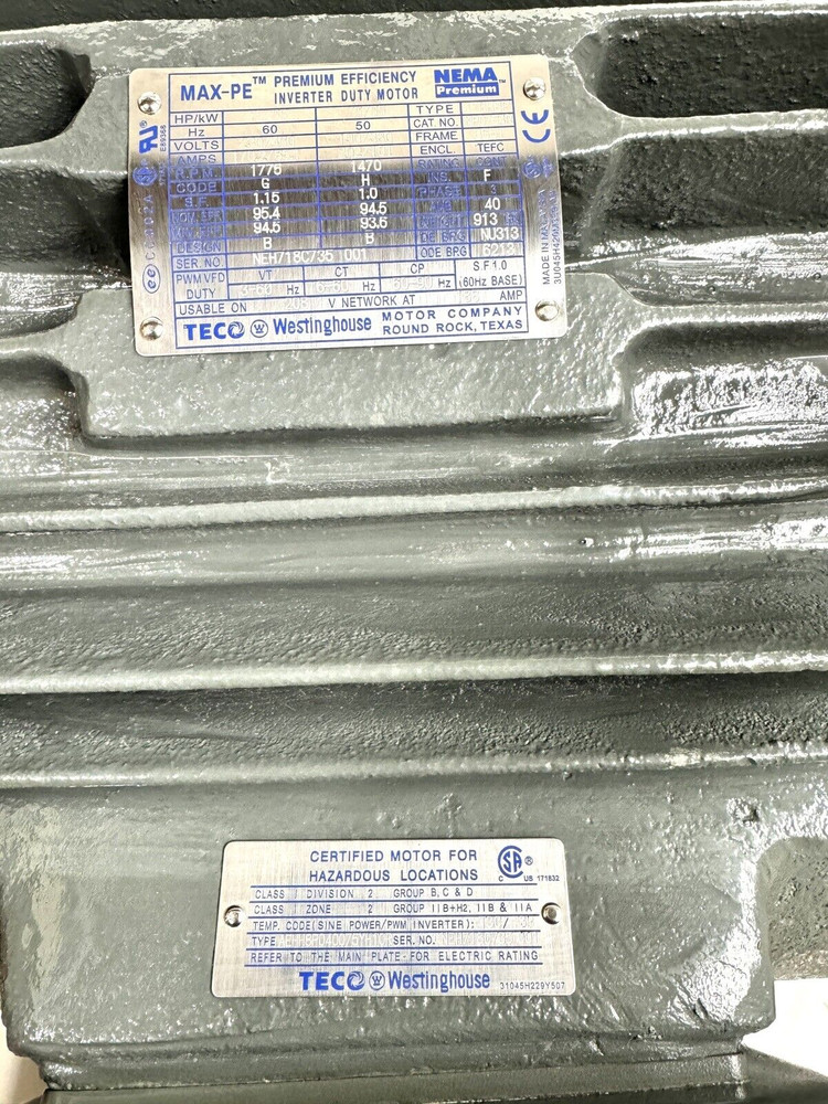 Teco Wasting house NP0754R AEHH8P MAX-PE HP: 75 RPM: 1775 FRAME: 365T Electric Motor