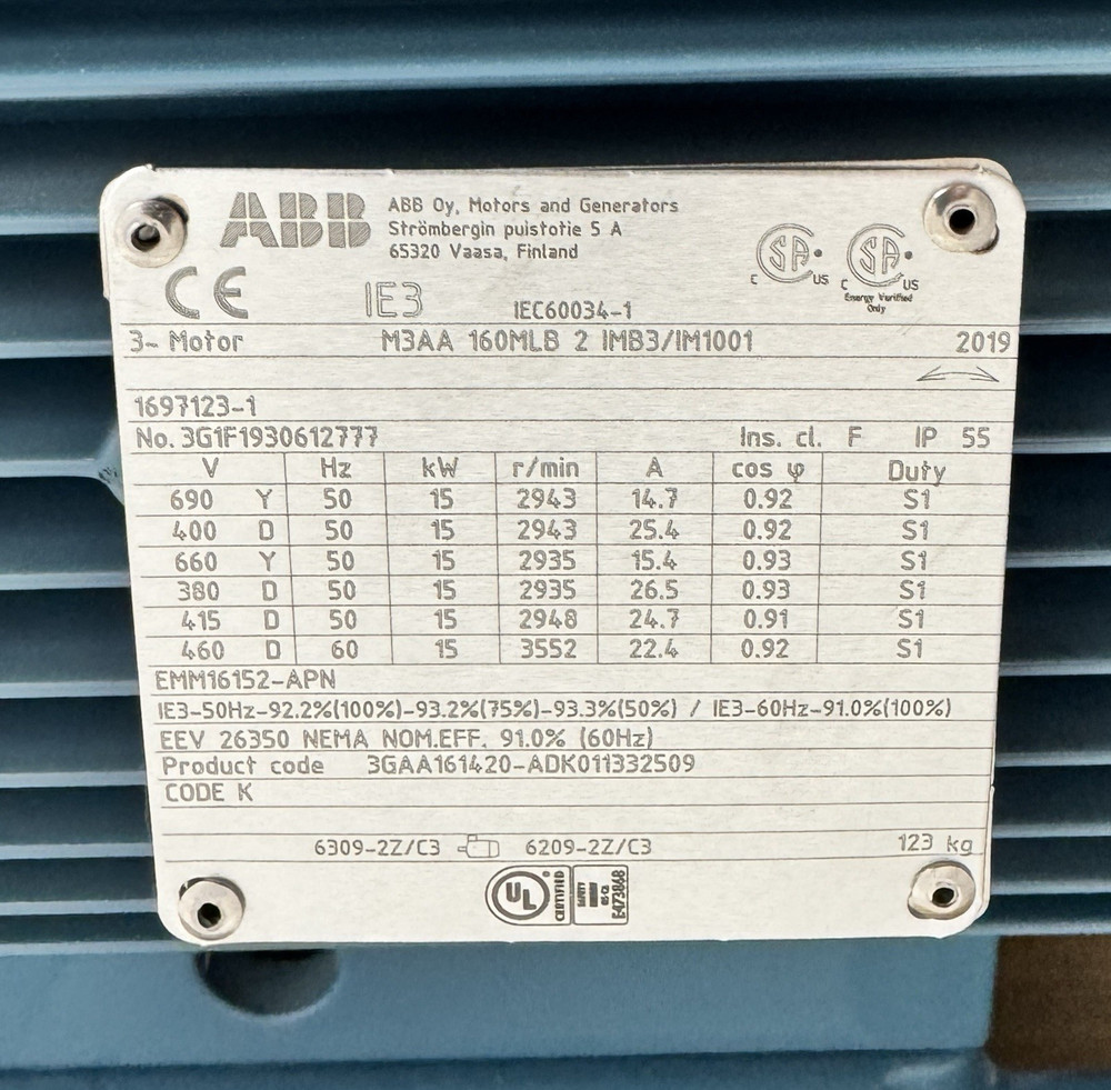 ABB M3AA-160MLB-2-IMB3/IM1001 Motor