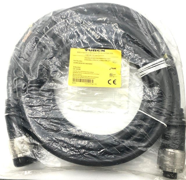 Turck GSDM GKDM 40-5M/S4000 Power Cable 4-Pole 10AWG D-Size Male/Female