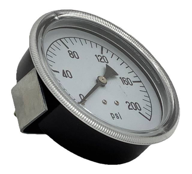 4” Pressure Gauge 0–200 PSI 1/4” NPT Center Back Mount w/ Panel Clamp