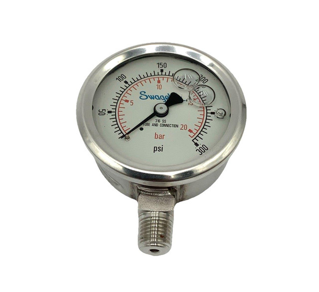 Swagelok PGI-63C-PG300-LAQX Glycerin Filled Gauge 0-300PSI 316 SS 1/4” NPT