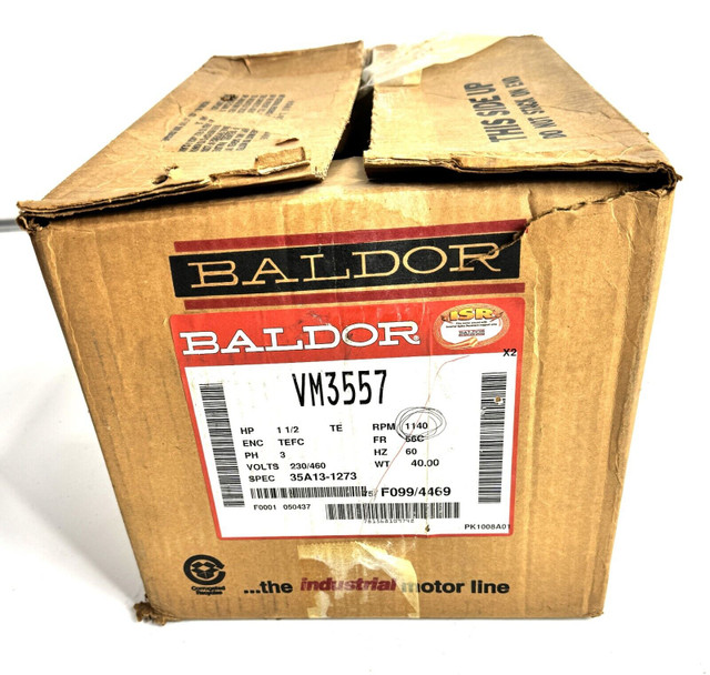 Baldor VM3557 Electric Motor 1-1/2HP 1140RPM 230/460V 3Ph