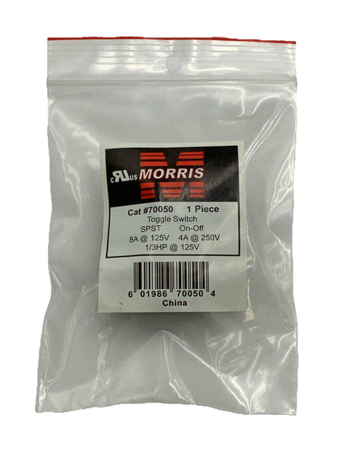 Morris 70050 Medium Duty Toggle Switch On/Off SPST 1/3HP@125V