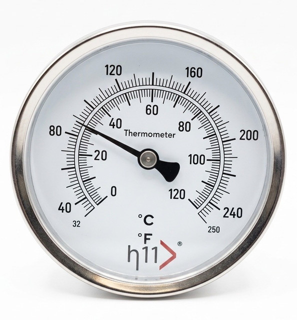 Heat11 Industrial Thermometer Bimetal SS 0-120°C / 32-250°F Rear Mount