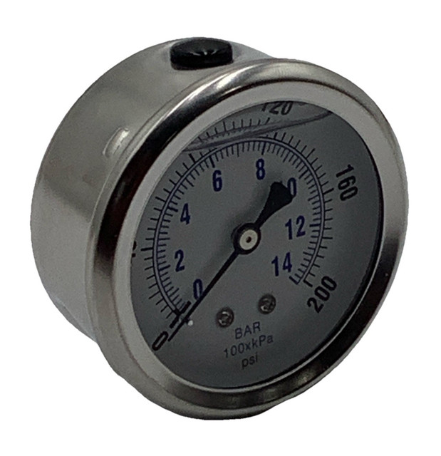 HT-E24 Liquid Filled Pressure Gauge 0-200 PSI Back Mount