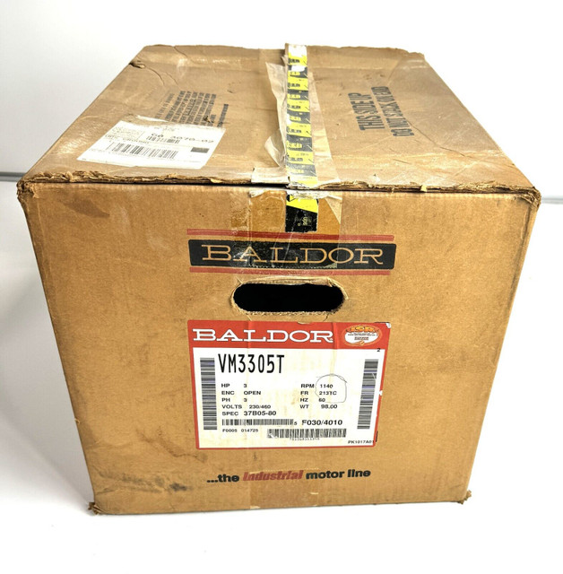 Baldor VM3305T, 3 Hp, 1200 RPM, 213TC FR, 208-230/460 Vac, 3 PH, C-Face, Motor