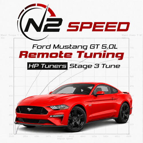 Race Red Ford Mustang GT 5.0L Coyote HP Tuners Stage 3 custom remote tune by N2 Speed