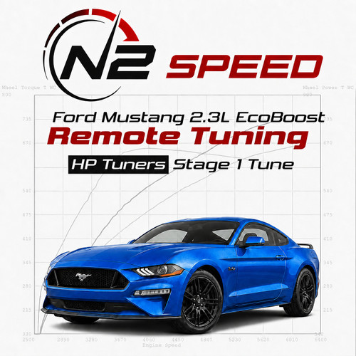 Lightning Blue Ford Mustang 2.3L EcoBoost HP Tuners Stage 1 custom remote tune by N2 Speed