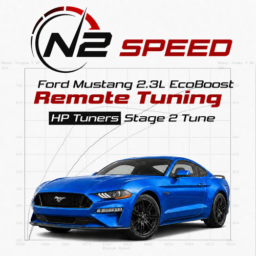 Lightning Blue Ford Mustang 2.3L EcoBoost HP Tuners Stage 2 custom remote tune by N2 Speed