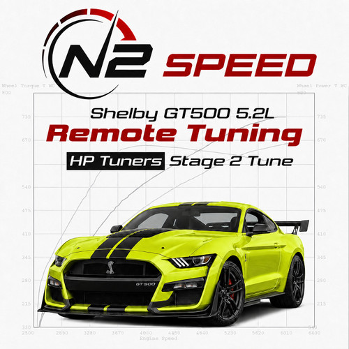 Grabber Lime Ford Mustang Shelby GT500 5.2L HP Tuners Stage 2 custom remote tune by N2 Speed