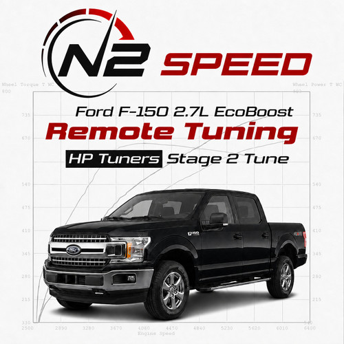 Agate Black Ford F-150 2.7L EcoBoost HP Tuners Stage 2 custom remote tune by N2 Speed