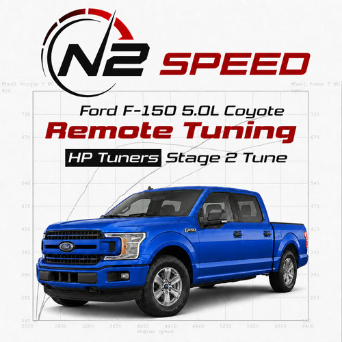 Velocity Blue Ford F-150 5.0L Coyote HP Tuners Stage 2 custom remote tune by N2 Speed
