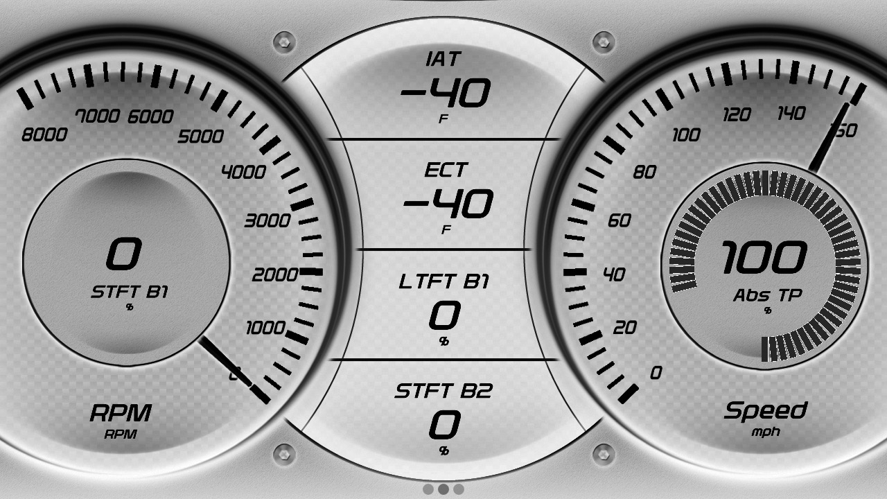 A Trinity 2 gauge screen — RPM, IAT, ECT, fuel trims and speed. These gauges are what gets recorded
