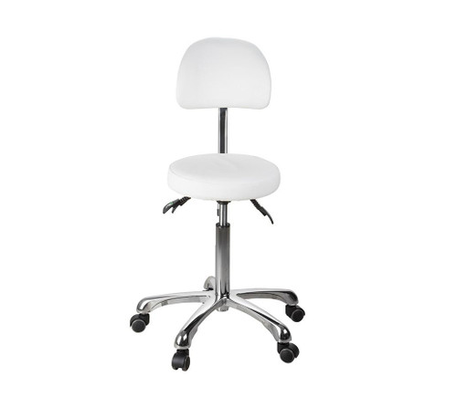 Silverfox 1025B - Premium Rolling Stool With Back Support (3 Motion)