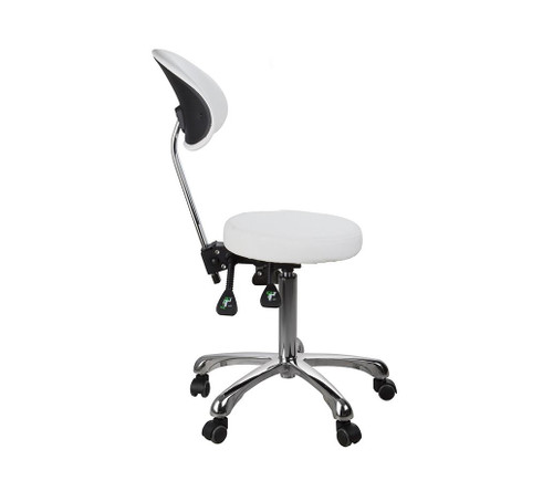 Silverfox 1025B - Premium Rolling Stool With Back Support (3 Motion)