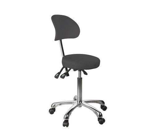 Silverfox 1025B - Premium Rolling Stool With Back Support (3 Motion)