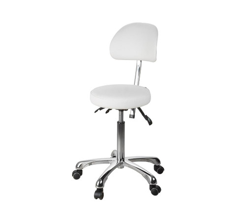 Silverfox 1025B - Premium Rolling Stool With Back Support (3 Motion)