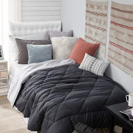Faded Black/Glacier Gray Twin Comforter - Oversized Twin XL Bedding