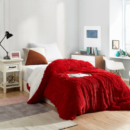 Are You Kidding? - Coma Inducer® Queen Duvet Cover - Red/White