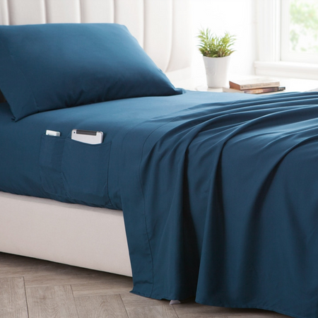 Bedside Pocket California King Sheet Set - Supersoft Nightfall Navy