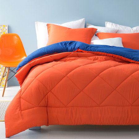 Orange/Blue Reversible King Comforter - Oversized King XL Bedding