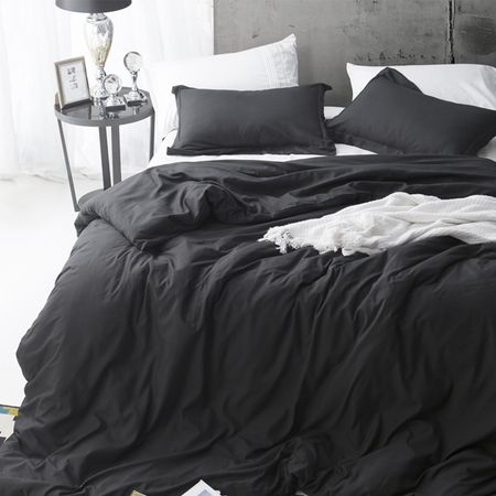 Duvet Cover Black Supersoft Bedding - Queen