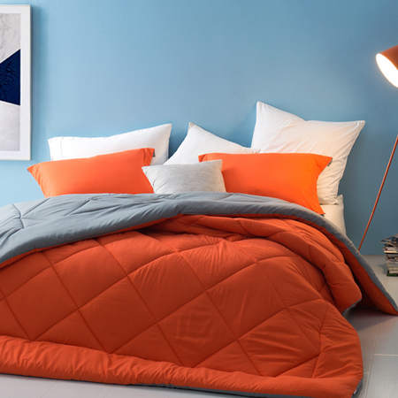 Orange/Gray King Comforter - Oversized King XL Bedding