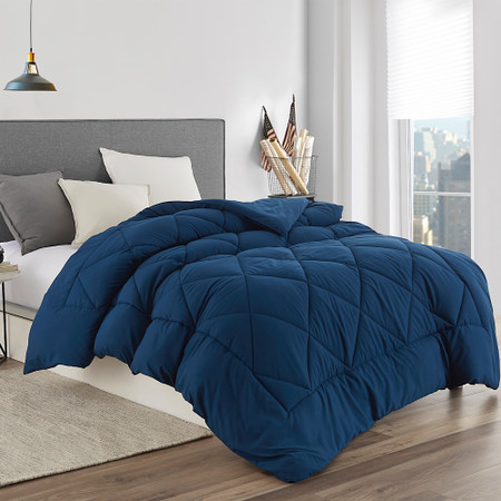 Solid Nightfall Navy Twin Comforter  - Oversized Twin XL Bedding