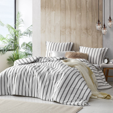 Refined Gray Stripe - Yarn Dyed Oversized Twin Comforter