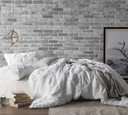 White Pin Tuck King Duvet Cover