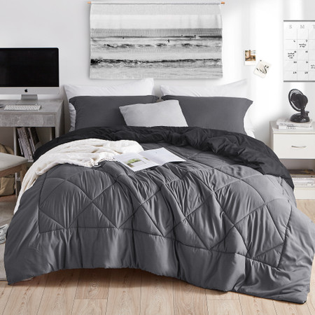 Granite Gray/Black Full Comforter - Oversized Full XL Bedding