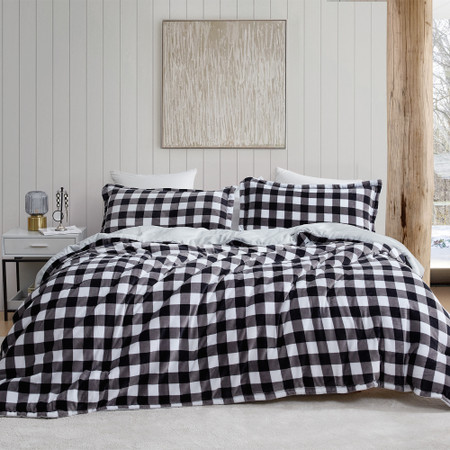 Ah, Yes The Scottish Winter - Coma Inducer® Oversized Comforter - Black Gray White Tartan Plaid