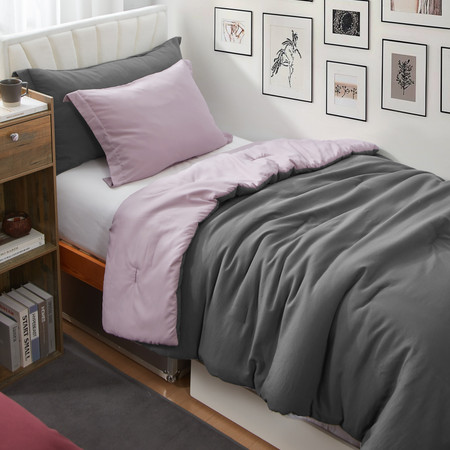 Dorm Haul® - Cozy College Comforter - Twin XL in Granite Gray/Violet Ice