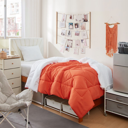 Orange/White Twin Comforter - Oversized Twin XL Bedding