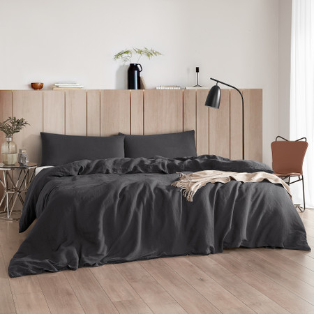 Dark Sky Reserve™ - Bamboo Linen Twin XL Duvet Cover - Portugal Made - Faded Black