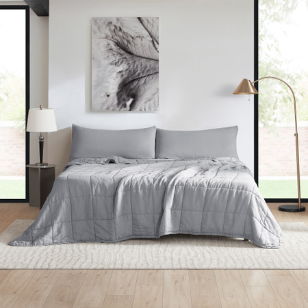 Dark Sky Reserve™ - Bamboo Linen Oversized Queen Comforter - Portugal Made - Distressed Gray