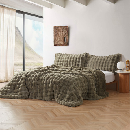 Snowball Chunky Bunny - Coma Inducer® Oversized Comforter - Olive Earth