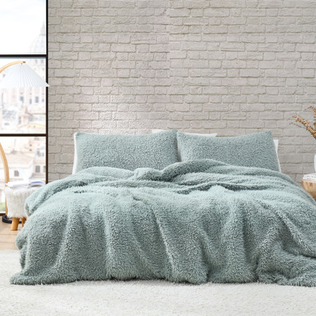 Stop It, No You Stop It - Coma Inducer® Oversized Queen Duvet Cover - Mossy Gray Fox