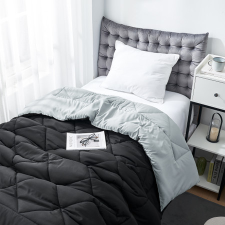 Black/Ultimate Gray Twin Comforter - Oversized Twin XL Bedding