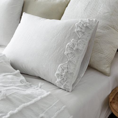 Trendy Textured Twin XL, Full XL, or Queen XL Bedding Accessories Machine Washable Linen and Cotton Blend Standard Sham Set