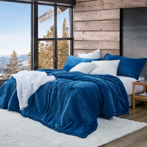 Touchy Feely Short Plush Coma Inducer Soft Bedding Set Cuddly Blue Twin XL, Queen XL, or King XL Comforter Set