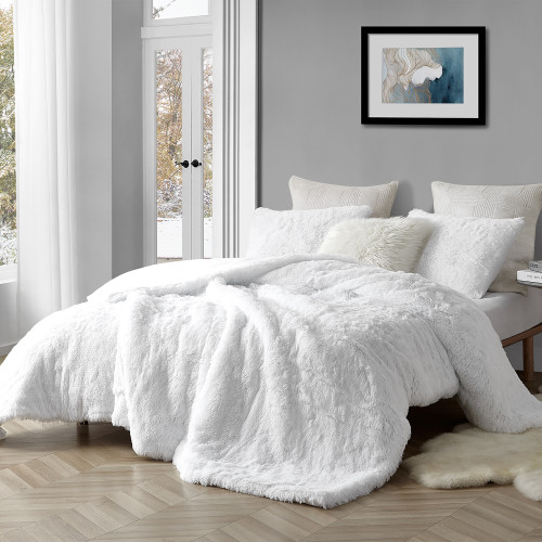 Pure White XL Twin, XL Queen, or XL King Are You Kidding Long Plush Comforter Made with True Oversized Bedding Dimensions
