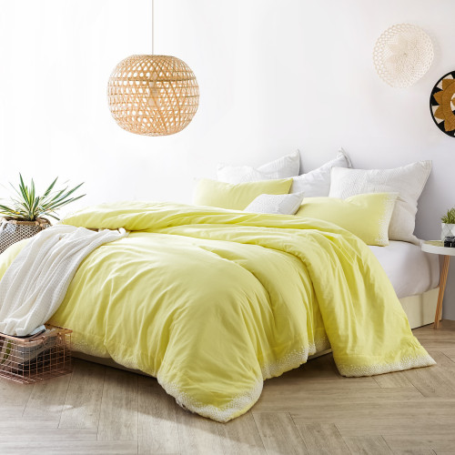 Endless Fields Embroidered Twin Duvet Cover - Oversized Twin XL - Limelight Yellow Endless Fields Embroidered Twin Duvet Cover - Oversized Twin XL - Limelight Yellow