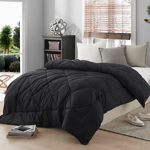 Solid Black Reversible Twin XL Comforter Cheap XL Twin Bedding Made with Ultra Soft Bedding Materials