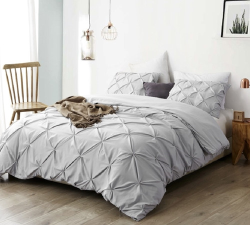 Glacier Gray Pin Tuck Duvet Cover