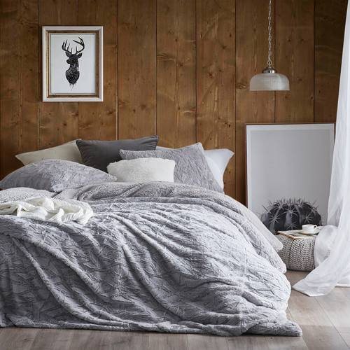 Textured Velvet and Teddy Fleece Ultra Soft XL Twin, XL Queen, and XL King Plush Duvet Cover Set