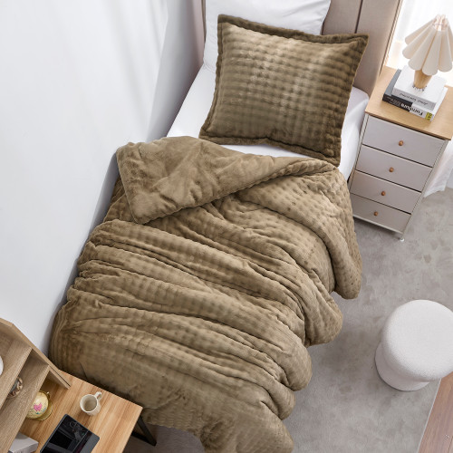 Snowball Double Chunky Bunny® - Coma Inducer® Oversized Twin Comforter Set - Baby Coriander Brown