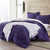 True Full Oversized Comforter Soft Microfiber Reversible Off White and Purple Full XL Bedding