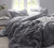 Easily Machine Washable Oversized Comforter Cover Alloy Gray Pin Tuck Textured Duvet Cover